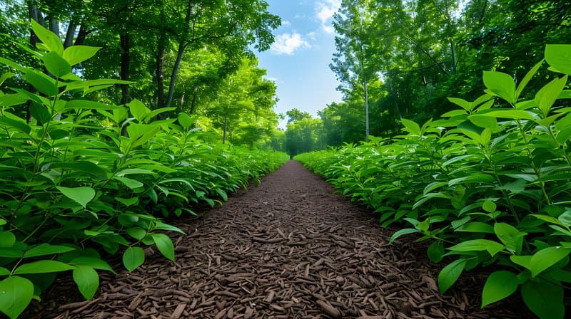 Natural mulch layers orchard floor supporting earthworms and soil health
